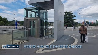 Early 2000s ThyssenKrupp scenic roped hydraulic elevatorIndigo Anatole PGarage Tours France [upl. by Faye217]