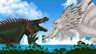 Godzilla cartoon  Lizzie VS Mosasaurus amp Bewilderbeast Ep03 [upl. by Delisle]