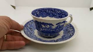 Vintage Masons Ironstone Blue amp White Vista China Teacup amp Saucer [upl. by Fennie]