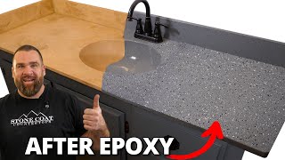 How to Paint Old Bathroom Countertop amp Vanity Sink Easy amp Gorgeous Transformation BeforeAfter [upl. by Aetnahs]