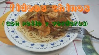 FIDEOS CHINOS CON POLLO Y VERDURAS  UnManitasEnLaCocina [upl. by Hamachi]