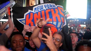 KNICKS BEAT 76ERS IN 6 Fans go crazy New York stand up [upl. by Yellehs]