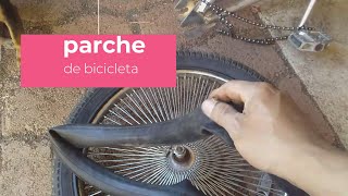 como parchar llanta de bicicleta chavo [upl. by Simaj]