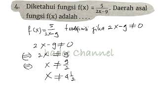 diketahui fungsi fx52x9daerah asal fungsi fx adalah [upl. by Annohsed861]