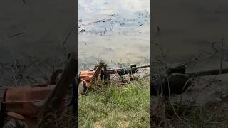 Pumping water using a small gasoline engine chanthan fishing farming farmer [upl. by Amsed]