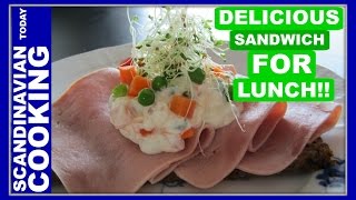 Smørrebrød 🍴 How To Make Danish Ham with Italian Salad OpenFace Sandwich [upl. by Acirred]