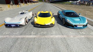 Koenigsegg Jesko Absolut vs Rimac Nevera vs MercedesBenz Vision EQ Silver Arrow at Old Spa [upl. by Eadith]