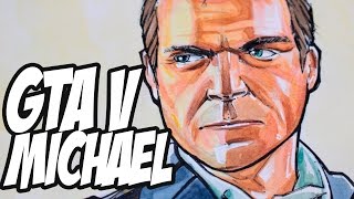 Drawing Michael from GTA V  Watercolor [upl. by Eyr]