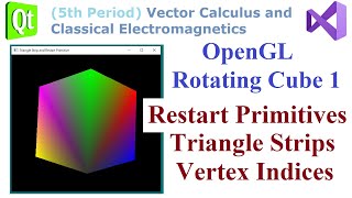 091  OpenGL Rotating Cube 1 Restart Primitives Triangle Strips Vertex Indices [upl. by Aicena]