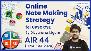 Online Note Making Strategy for UPSC CSE  Divyanshu Nigam AIR 44  UPSC CSEIAS 202324 [upl. by Tabb]