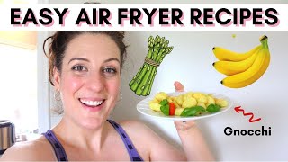 VEGAN AIR FRYER RECIPES  Air fryer bananas gnocchi and asparagus  Air fryer lid [upl. by Zilber]