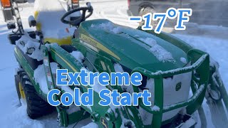 Brutal 17°F Diesel Cold Start  John Deere 1025R [upl. by Helga188]