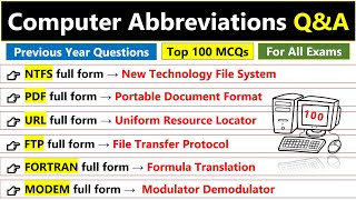 Computer Abbreviations for competitive exams  Computer Full Forms  Top 100 MCQs [upl. by Montfort516]