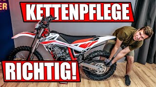 MOTORRAD RICHTIG PFLEGEN Motorrad Kette reinigen spannen und fetten [upl. by Noitsuj]