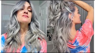 DIY GRAY SILVER HAIR  AT HOME COLOR CORRECTION  No Damage [upl. by Eibrik567]