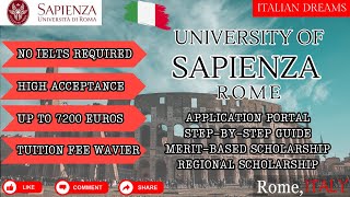 SAPIENZA UNIVERSITY OF ROME  ADMISSION  SCHOLARSHIP  ROME ITALY studyabroad italy scholarship [upl. by Rayner]