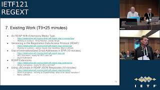 IETF 121 Registration Protocols Extensions REGEXT 20241105 1500 [upl. by Nalaf34]