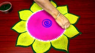 new year rangoli designs simple and easy  colour kolam for new year  Rangoli for Competition [upl. by Laehcim]