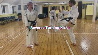 ITF TaekwonDo Padwork Combo Downward Kick Double Punch Reverse Turning Brighton Martial Arts [upl. by Vivyan]