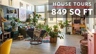 House Tours A 849 Sq Ft Bohemian Apartment in Washington DC [upl. by Yelekalb402]