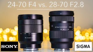 Sony 2470 F4 Zeiss vs Sigma 2870 F28  the best compact zoom lens  4K [upl. by Lavona]