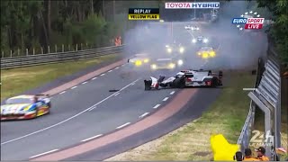 Loïc Duval Audi R18 Crash LeMans 24h 2015 [upl. by Craven]