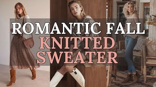 3 Romantic Fall Looks with a Knitted Sweater 🍁  Cozy amp Chic Outfit Ideas [upl. by Asilrahc]