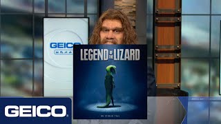 The GEICO Caveman on CBS with Phil and Boomer  Legend of the Lizard [upl. by Yenhpad]