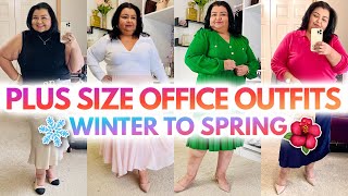 One Month of Plus Size Work Outfits Winter To Spring 2024 [upl. by Anilyx]