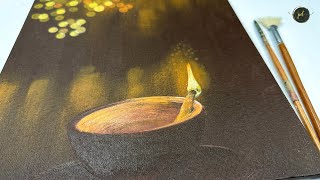 How to paint an EARTHEN LAMP DIYA Acrylic paintingStep by step [upl. by Waldon159]