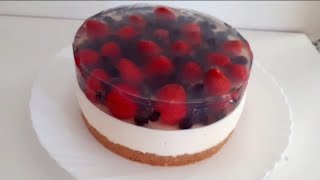 CHEESECAKE sin gluten de queso con gelatina de fruta🍓 [upl. by Buchanan]