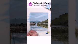 Wie eine Landschaft malen 🎨👍 landscapepainting acrylicpainting shorts [upl. by Eahs]