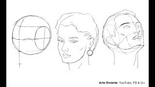 Cómo dibujar un rostro desde cualquier ángulo  Método de Andrew Loomis [upl. by Knighton]