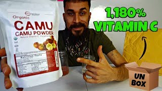 NATURAL VITAMIN C ORGANIC CAMU CAMU POWDER UNBOXING REVIEW TASTE TEST [upl. by Puett]