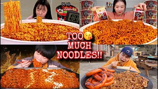 MUKBANGERS EATING TOO MUCH NOODLES 🌶️🙀🔥😍NOODLES ASMR MUKBANG😋BIG BITES MUKBANG😍🥰 [upl. by Ecerahc]