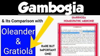 Gambogia Homeopathic Medicine  Gambogia and Its Comparison With Oleander and Gratiola [upl. by Esyak]