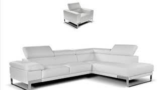 JampM Nicoletti 🛋 White Top Grain Italian Leather Sectional Sofa Right [upl. by Nauqahs]