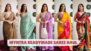 Myntra Festive Ready to Wear Saree Haul  Designer Party Wear Readymade Sarees  Mahima Giri [upl. by Miarzim]