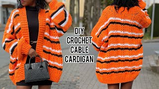 Cable Bliss DIY Oversized Cable Stitch Cardigan Tutorialquot crochet häkeln crochetcardigan [upl. by Aisul]