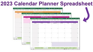 2023 Calendar Template  2023 Monthly amp Full YearataGlance  Printable Planner Excel Spreadsheet [upl. by Farly]