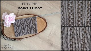 222 Tricot Tutoriel Point Fantaisie ajourés Maïlane [upl. by Alaek]