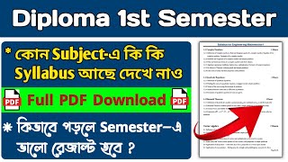 Polytechnic 1st Semester Subject Wise Syllabus  Diploma 1st sem Subject  Jexpo 1st Sem Syllabus [upl. by Eceinehs]