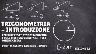 Tolc Matematica di base Superiori e Tolc Medicina Lez 61 Trigonometria introduzione [upl. by Nnateragram]