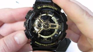 Casio GShock GA110 Watch Unboxing  BlackGold  GA110GB1 [upl. by Genevra748]