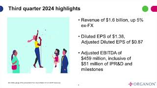 Organon amp Co OGN Q3 2024 Earnings Presentation [upl. by Rhu]