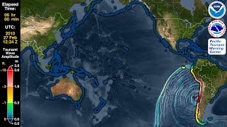 Tsunami Forecast Model Animation Chile 2010 [upl. by Nosiram]