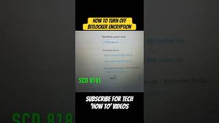 HOW TO TURN OFF BITLOCKER ENCRYPTION bitlocker encryption howto windowssecurity windowscomputer [upl. by Hoffarth197]