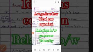 Avogadros lawIdeal gas equationrelation between pressure and densitychemistry chemistrynote [upl. by Ennaeirb]