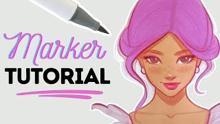 Marker Drawing Tutorial  How to Draw with Alcohol Markers [upl. by Rotciv]