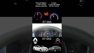 Renault Megane 4 15 Dci 110 Hp Vs Citroen CElysee 15 Blue Hdi 100 Hp 0 100 Hız Deneme Yarış 2024 [upl. by Ahtiekahs]